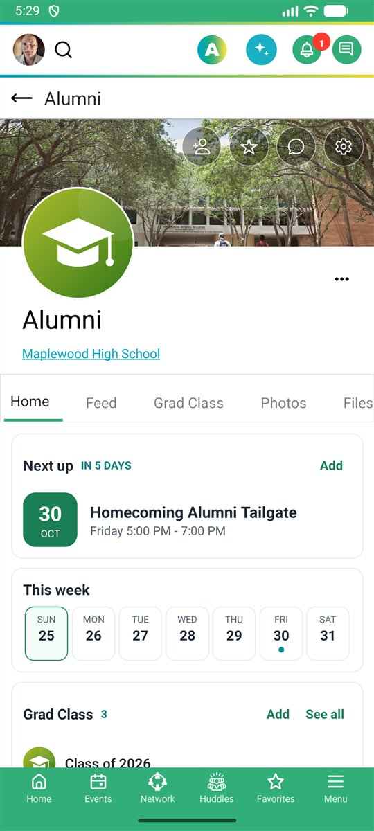 A school's alumni page