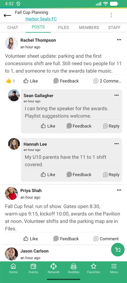 Huddle posts