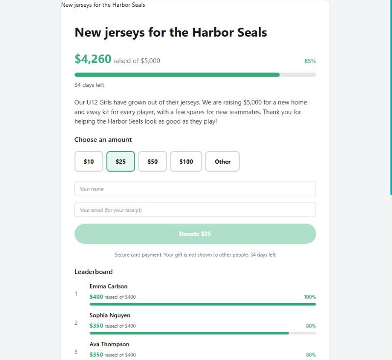 A public donation page