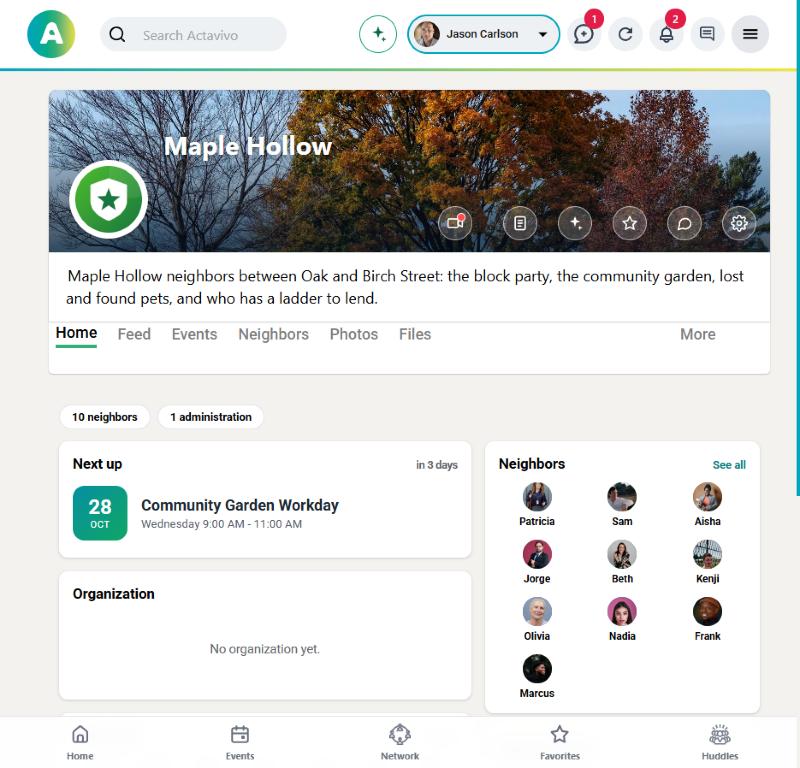The Maple Hollow neighborhood page on the web